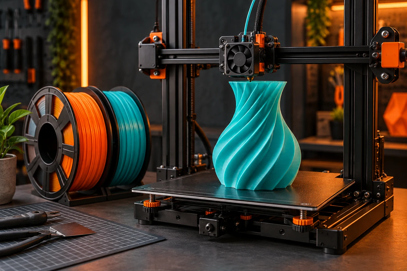 3D yazıcı ve filamentler — temsili görsel